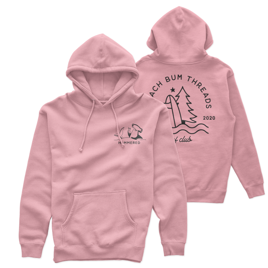 Hammered Hoodie ~ Light Pink Beach Bum Threads Surf Club